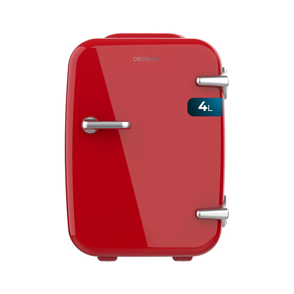 Cecotec Mini-Kühlschrank Bolero MiniCooling 4L Havanna Red, Betrieb mit 12V-220V, Kompatibel mit Auto und Wohnwagen, Kühl- und Heizfunktion, Temperaturbereich 5-65º, Einfacher Transport.