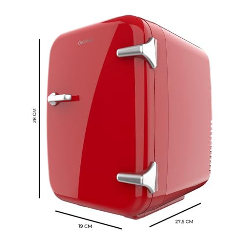 Cecotec Mini-Kühlschrank Bolero MiniCooling 4L Havanna Red, Betrieb mit 12V-220V, Kompatibel mit Auto und Wohnwagen, Kühl- und Heizfunktion, Temperaturbereich 5-65º, Einfacher Transport.