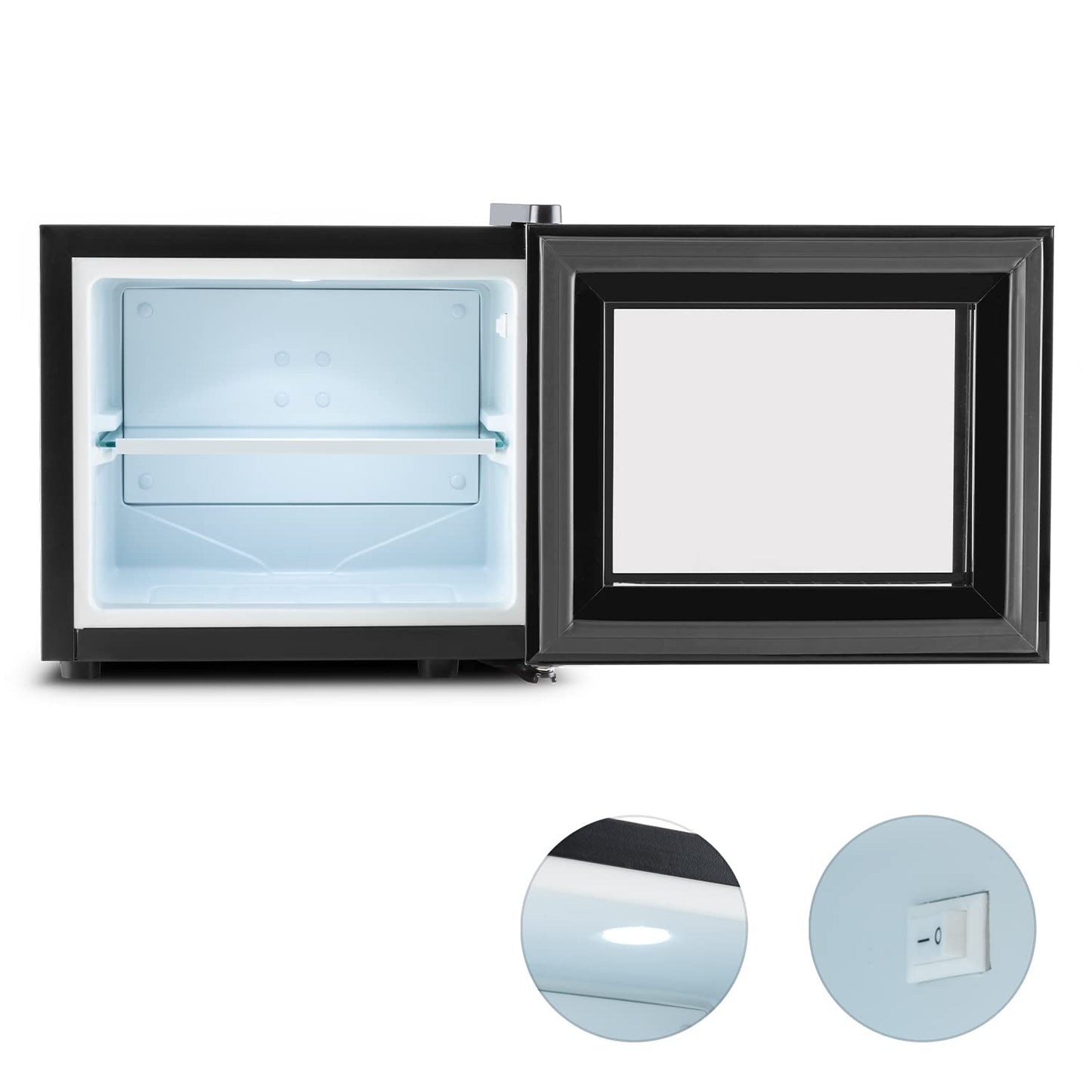 Klarstein Frosty Mini-Kühlschrank - kompakte Minibar mit Thermoelektrischem Kühlsystem, freistehend, 10 Liter Fassungsvermögen, Kühlung: 12-18 °C, schwarz, 33,4 x 30,3 x 31,5 cm (BxHxT)