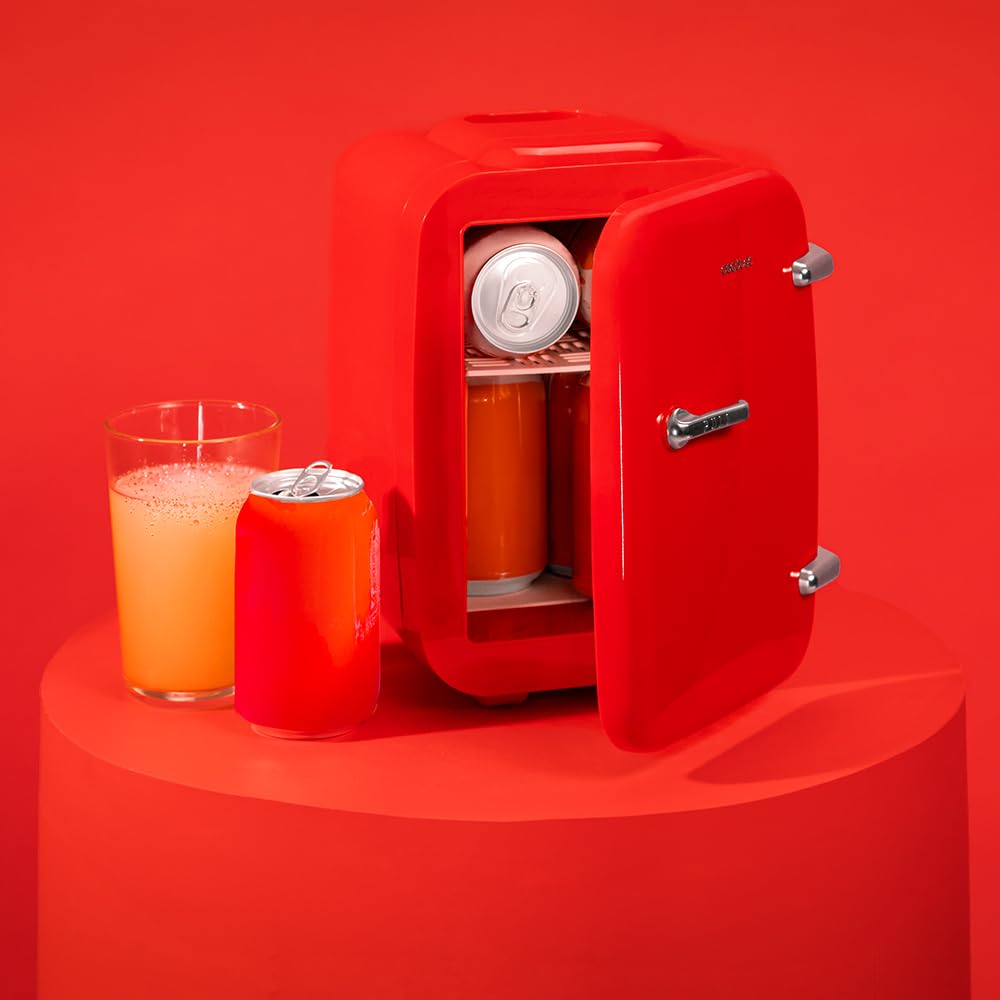 Cecotec Mini-Kühlschrank Bolero MiniCooling 4L Havanna Red, Betrieb mit 12V-220V, Kompatibel mit Auto und Wohnwagen, Kühl- und Heizfunktion, Temperaturbereich 5-65º, Einfacher Transport.