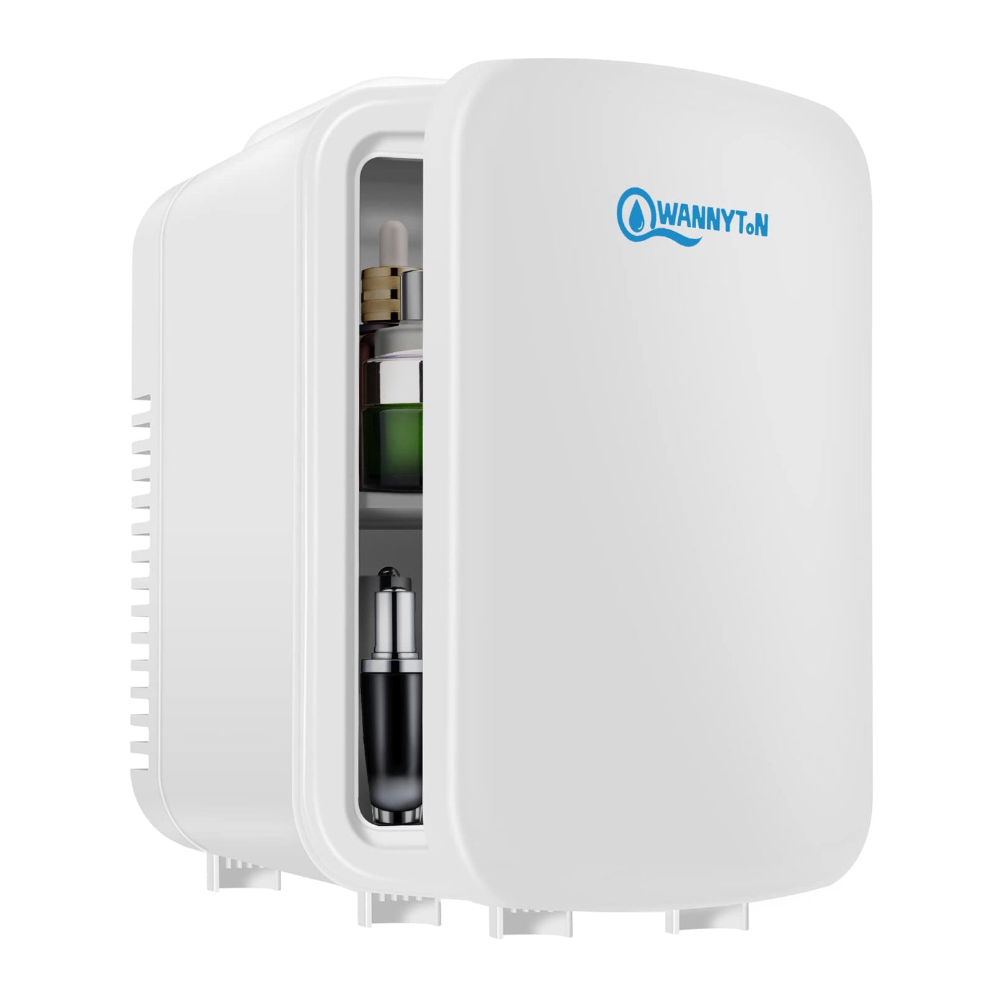 WANNYTON Mini Kühlschrank 4 Liter / 6 Dosen, Tragbarer Kleiner Kühlschränke mit Kühl- und Heizfunktion, Getränkekühlschrank für Zimmer Auto Büro, AC 220-240 V, DC 12 V, Weiß