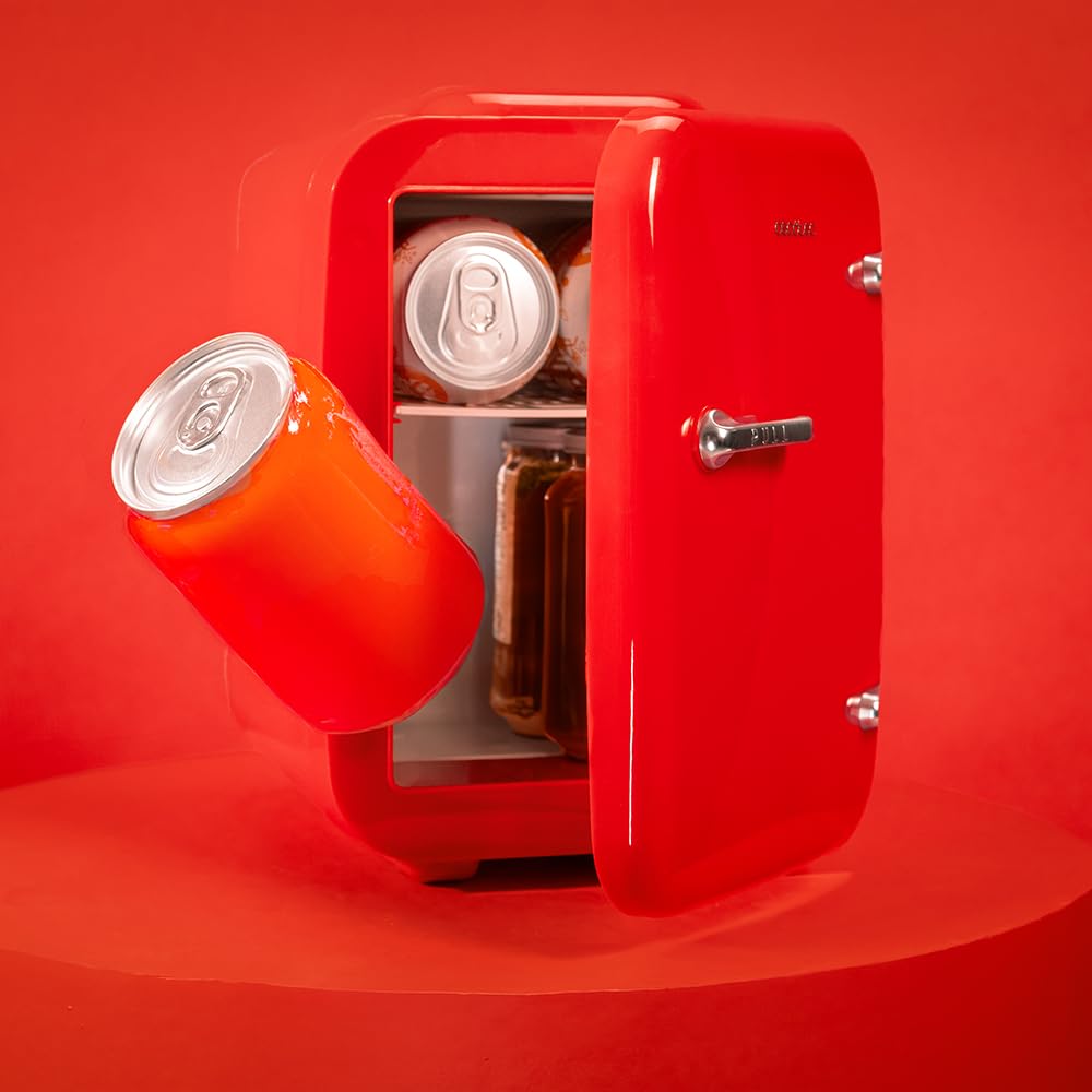 Cecotec Mini-Kühlschrank Bolero MiniCooling 4L Havanna Red, Betrieb mit 12V-220V, Kompatibel mit Auto und Wohnwagen, Kühl- und Heizfunktion, Temperaturbereich 5-65º, Einfacher Transport.