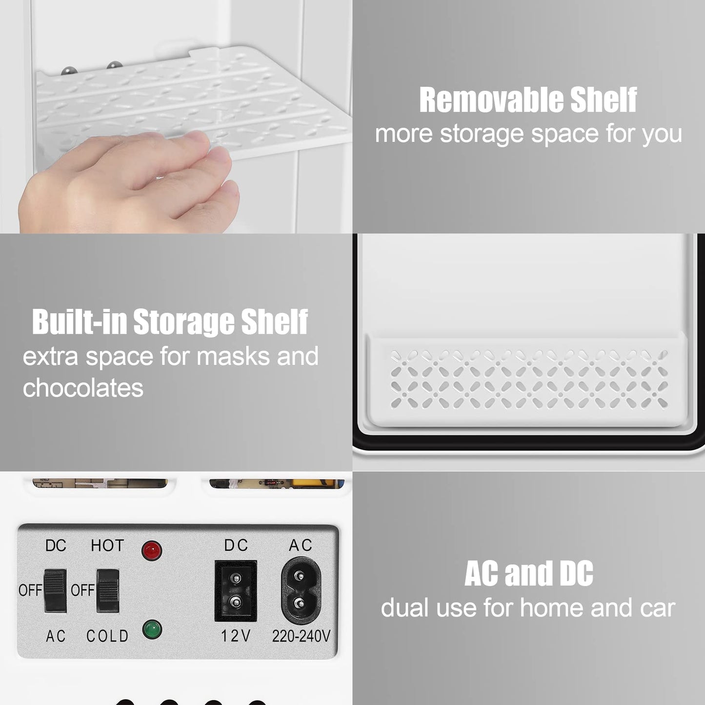 WANNYTON Mini Kühlschrank 4 Liter / 6 Dosen, Tragbarer Kleiner Kühlschränke mit Kühl- und Heizfunktion, Getränkekühlschrank für Zimmer Auto Büro, AC 220-240 V, DC 12 V, Weiß