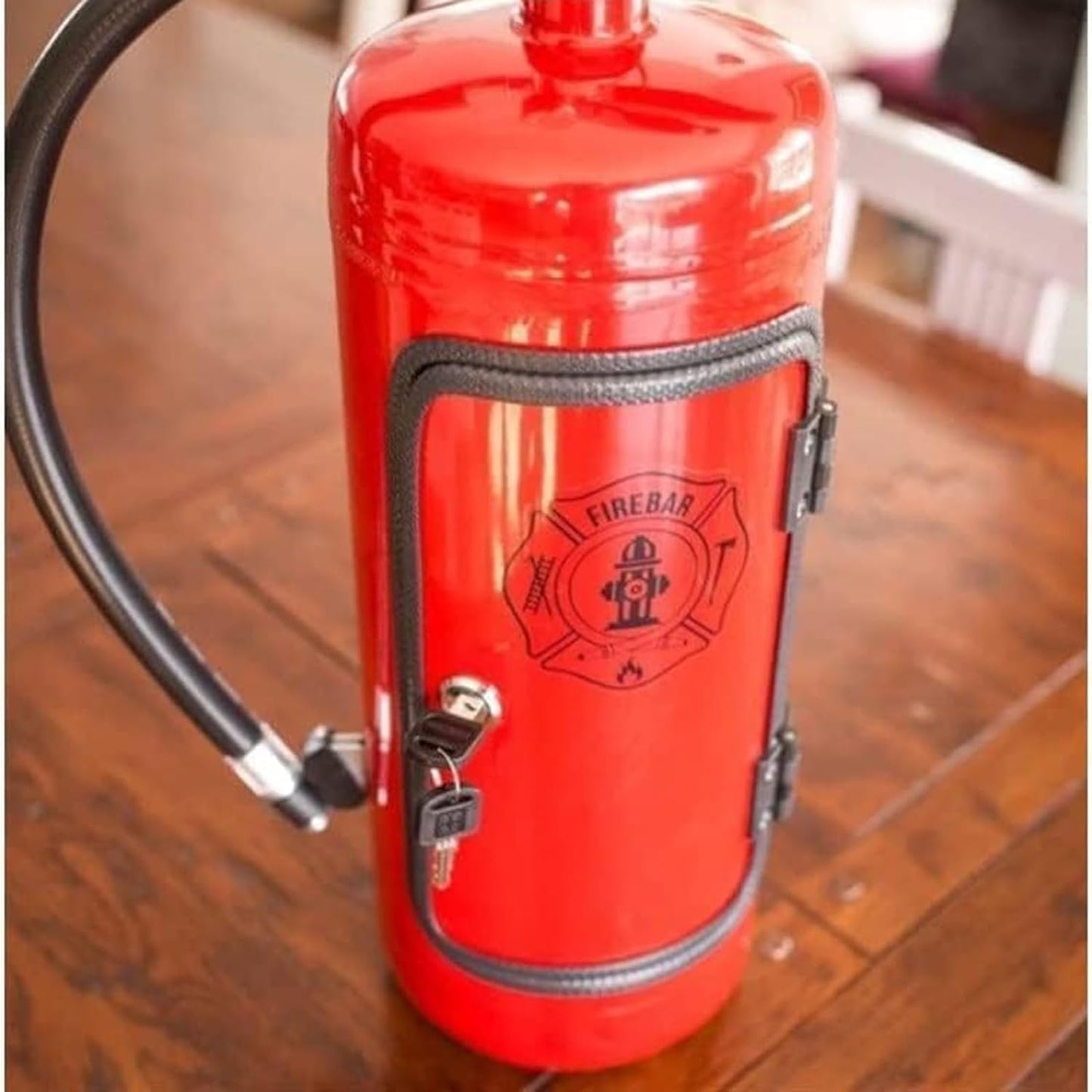 Feuerlöscher-Minibar, Neuheit für Liebenden Feuerwehrmann, Wein Aufbewahrungsboxen, Handgefertigte Metall-Geschenk, Rot