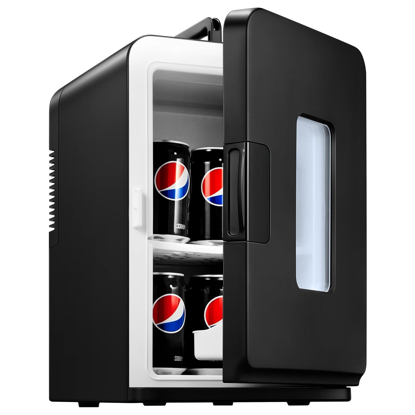 NORTHCLAN Mini Kühlschrank für Zimmer 15L, mit 220V AC/12V DC für den Auto- und Heimgebrauch, Tragbarer Kühl- und Heizkühlschrank Perfekt für Getränke, Kosmetik, Snacks, Max & Eco-Modus, Schwarz