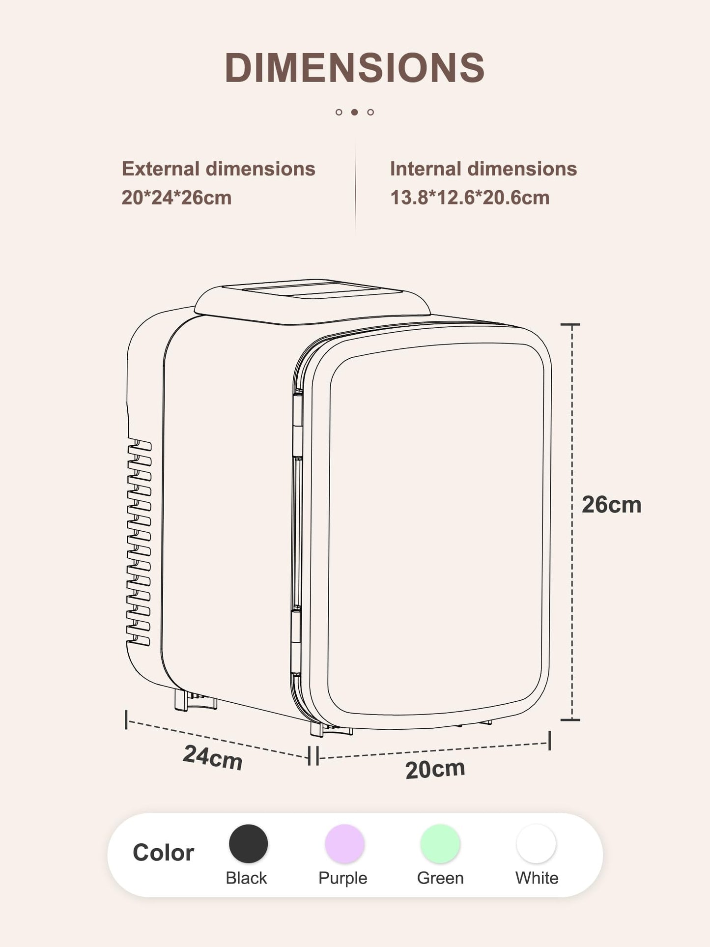 Reemix Mini-Kühlschrank, 4 Liter/6 Dosen, tragbarer Kühler und Wärmer persönlicher Kühlschrank für Hautpflege, Kosmetik, Getränke, Lebensmittel, ideal für Schlafzimmer, Büro, Auto (Schwarz)