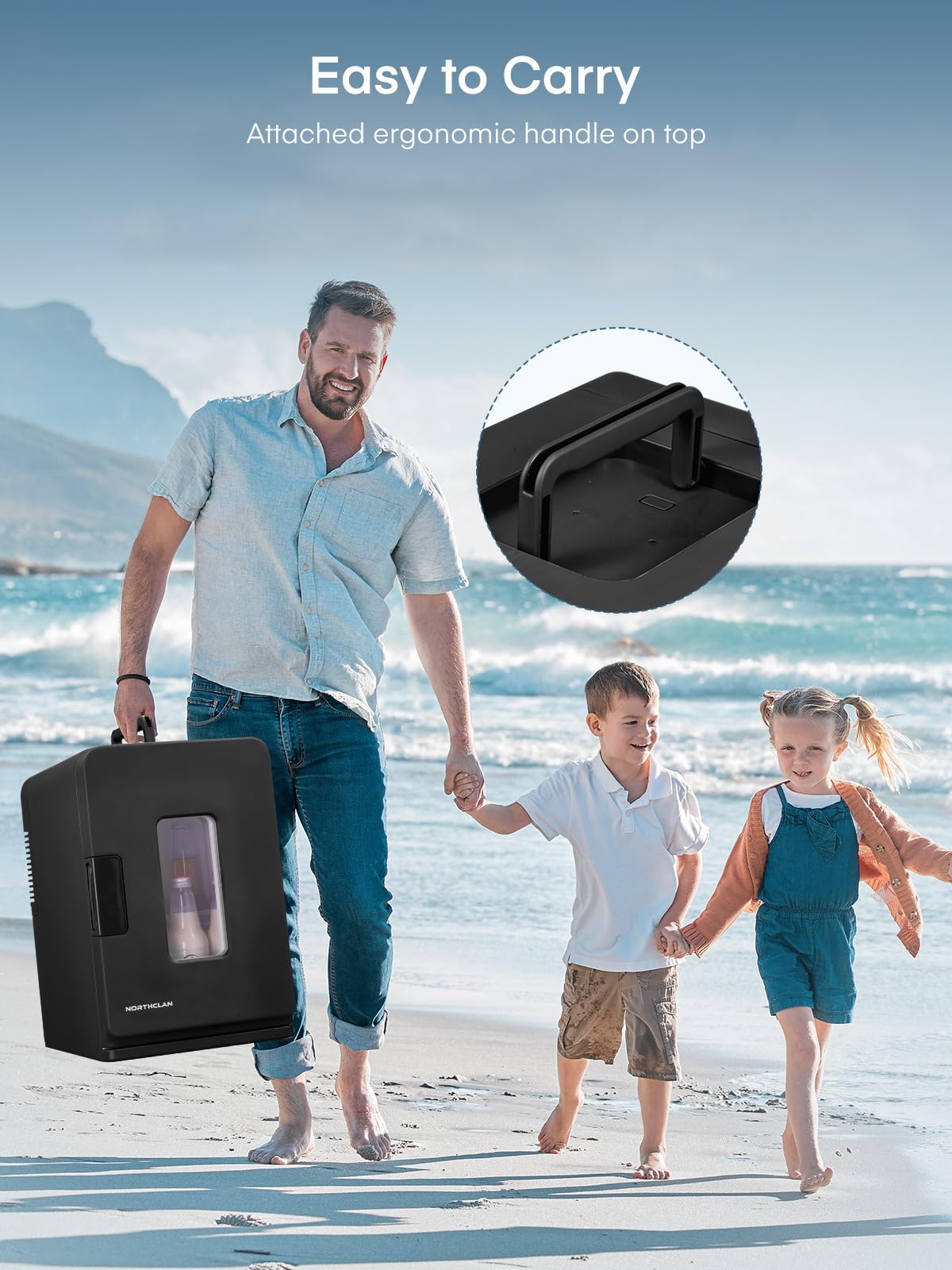 FOHERE 2 in 1 Mini Kühlschrank, 15L Kühlschrank für Zimmer mit Kühl- und Heizfunktion, DC/AC für Autos, Büros und Wohnheim, ECO-Low-Noise-Modus, für Kosmetik und Getränke, Schwarz