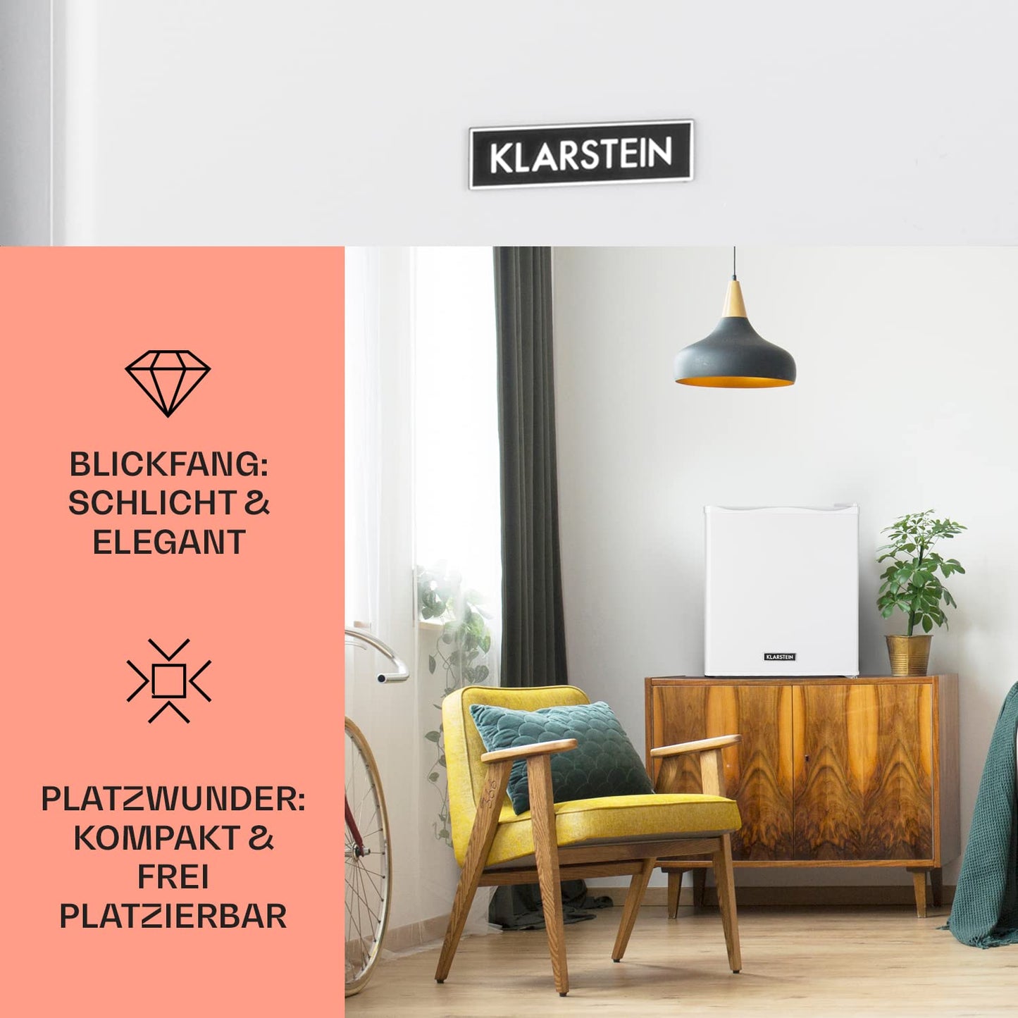 Klarstein Mini Kühlschrank für Zimmer, 30L Mini-Kühlschrank für Getränke & Kosmetik, Kleine Minibar, Kühlschrank Klein & Leise, Verstellbare Ablagen, Kleiner Skincare Kühlschrank 5-15°C