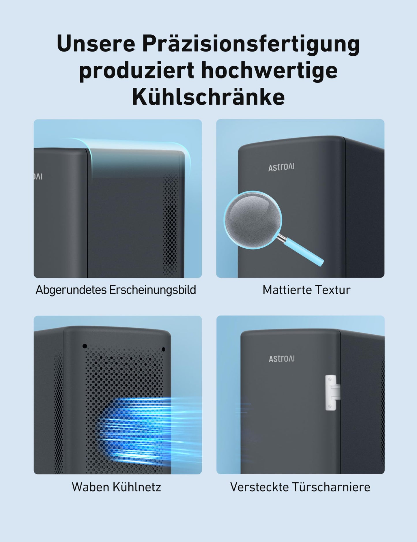 AstroAI 2 in 1 Mini Kühlschrank, 6 Liter Fridge / 8 Dosen mit Kühl- und Heizfunktion, 12V / 220V Steckdose für Autos, Büros und Schlafsäle, Schwarz
