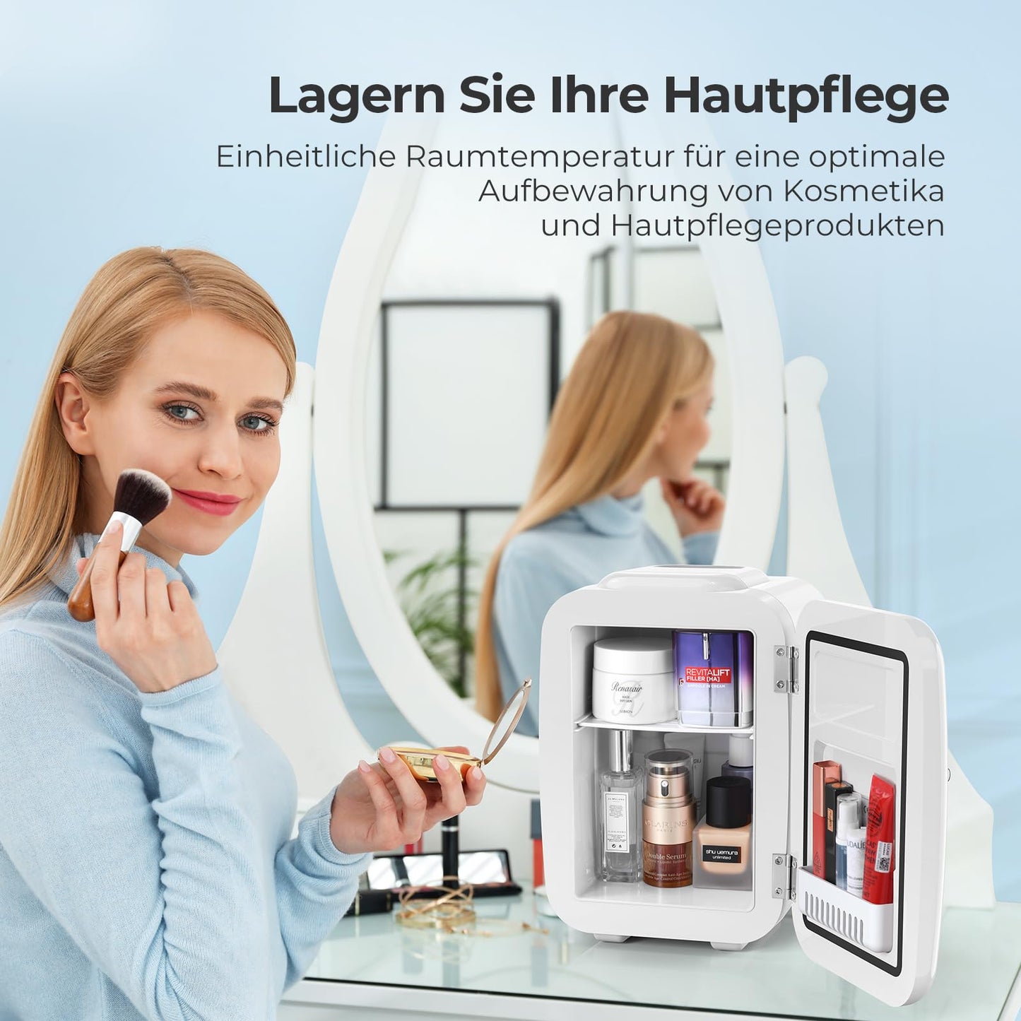 YASHE Mini Kühlschrank, 4 Liter Mini-Kühlschränke für Kosmetik, Getränke, 220V AC/ 12V DC Thermoelektrische Kühlung und Erwärmung, Kleiner Kühlschrank für Schlafzimmer, Büro, Wohnheim, Auto (Weiß)
