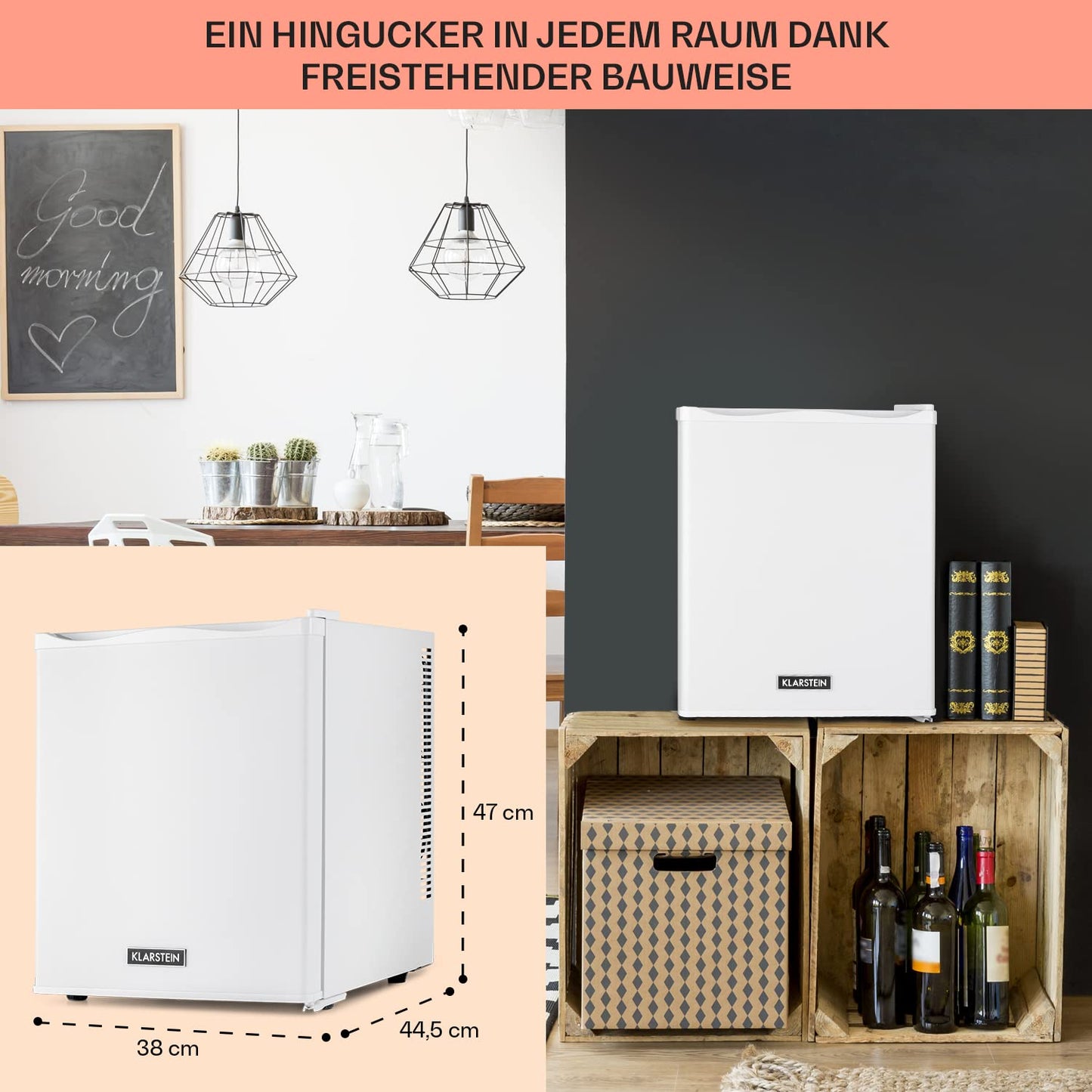 Klarstein Mini Kühlschrank für Zimmer, 30L Mini-Kühlschrank für Getränke & Kosmetik, Kleine Minibar, Kühlschrank Klein & Leise, Verstellbare Ablagen, Kleiner Skincare Kühlschrank 5-15°C