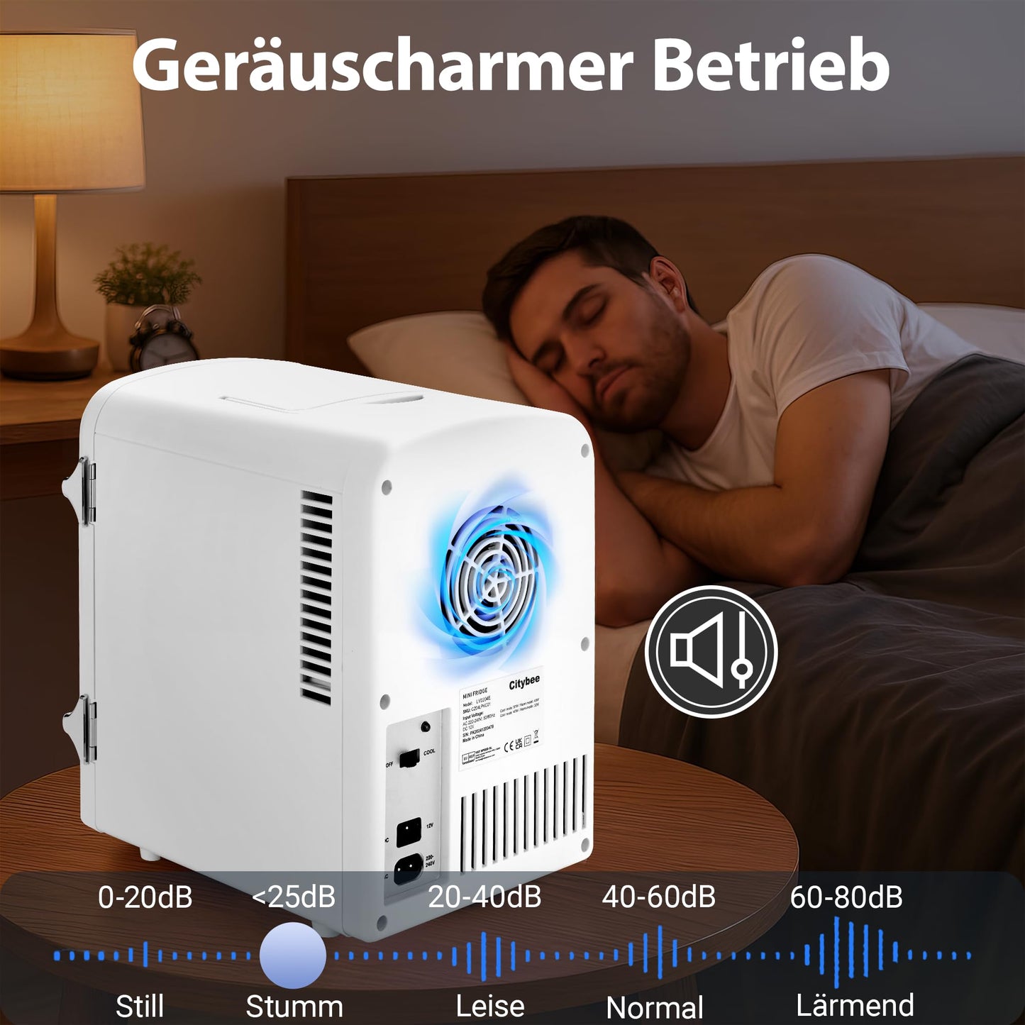 Citybee Mini Kühlschrank Fridge 4L - Kühlschränke klein 12V 230V Läuft Leise Geeignet für Getränke Kosmetik Essen - Minikühlschrank ideal für Auto Zimmer Camping Wohnmobil Büro und Reisen (Weiß)
