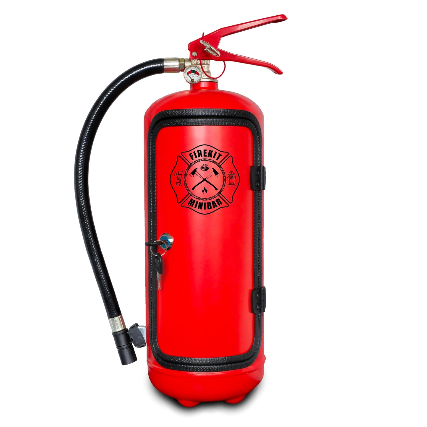 Feuerlöscher Minibar FEUERWEHRLER mit 7-teiligem Zubehör-Set inkl. 3 Schnapsgläser, Whiskysteine, Schnapsausgießer, Feuerzeug und Korkuntersetzer