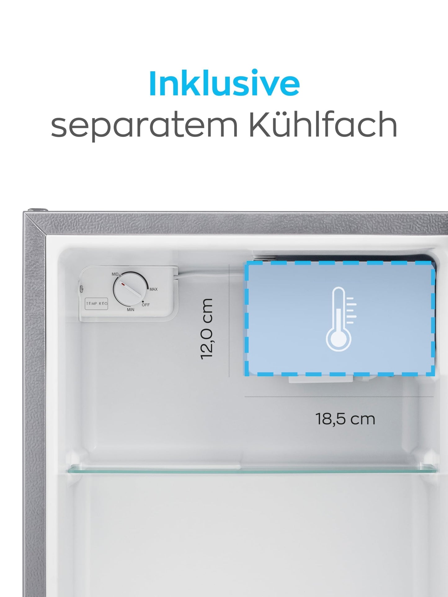 HEINRICHS Getränkekühlschrank 45L klein kompakt leise: 39db mit Kühlfach Mini-Bar; Tisch-Kühlschrank; Mini Kühlschrank mit separatem Kühlfach; perfekt geeignet für Büro Camping Garten Outdoor (Silber)