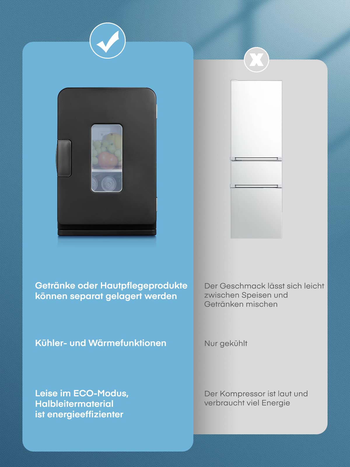 NORTHCLAN Mini Kühlschrank für Zimmer 15L, mit 220V AC/12V DC für den Auto- und Heimgebrauch, Tragbarer Kühl- und Heizkühlschrank Perfekt für Getränke, Kosmetik, Snacks, Max & Eco-Modus, Schwarz