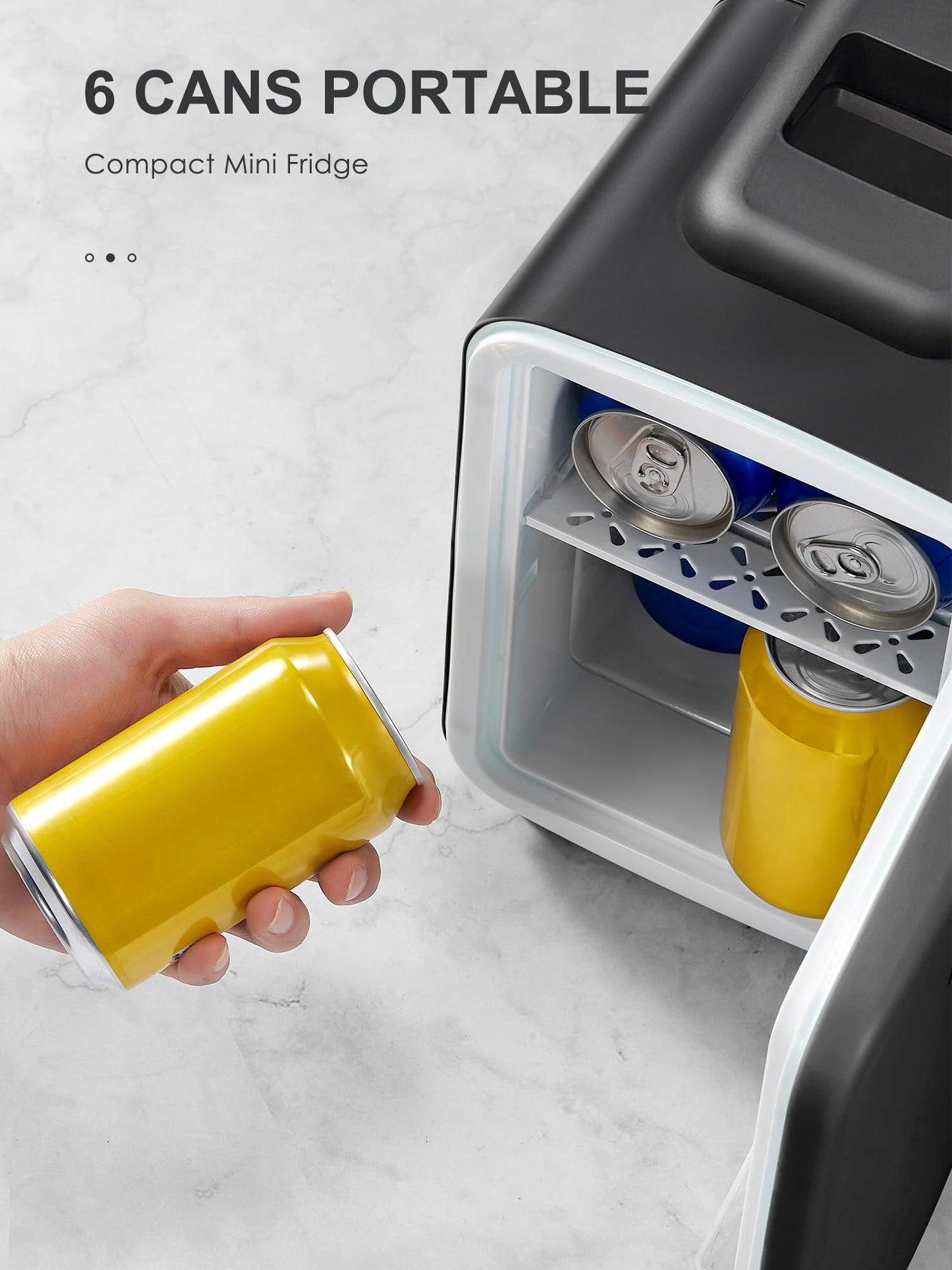 Reemix Mini-Kühlschrank, 4 Liter/6 Dosen, tragbarer Kühler und Wärmer persönlicher Kühlschrank für Hautpflege, Kosmetik, Getränke, Lebensmittel, ideal für Schlafzimmer, Büro, Auto (Schwarz)
