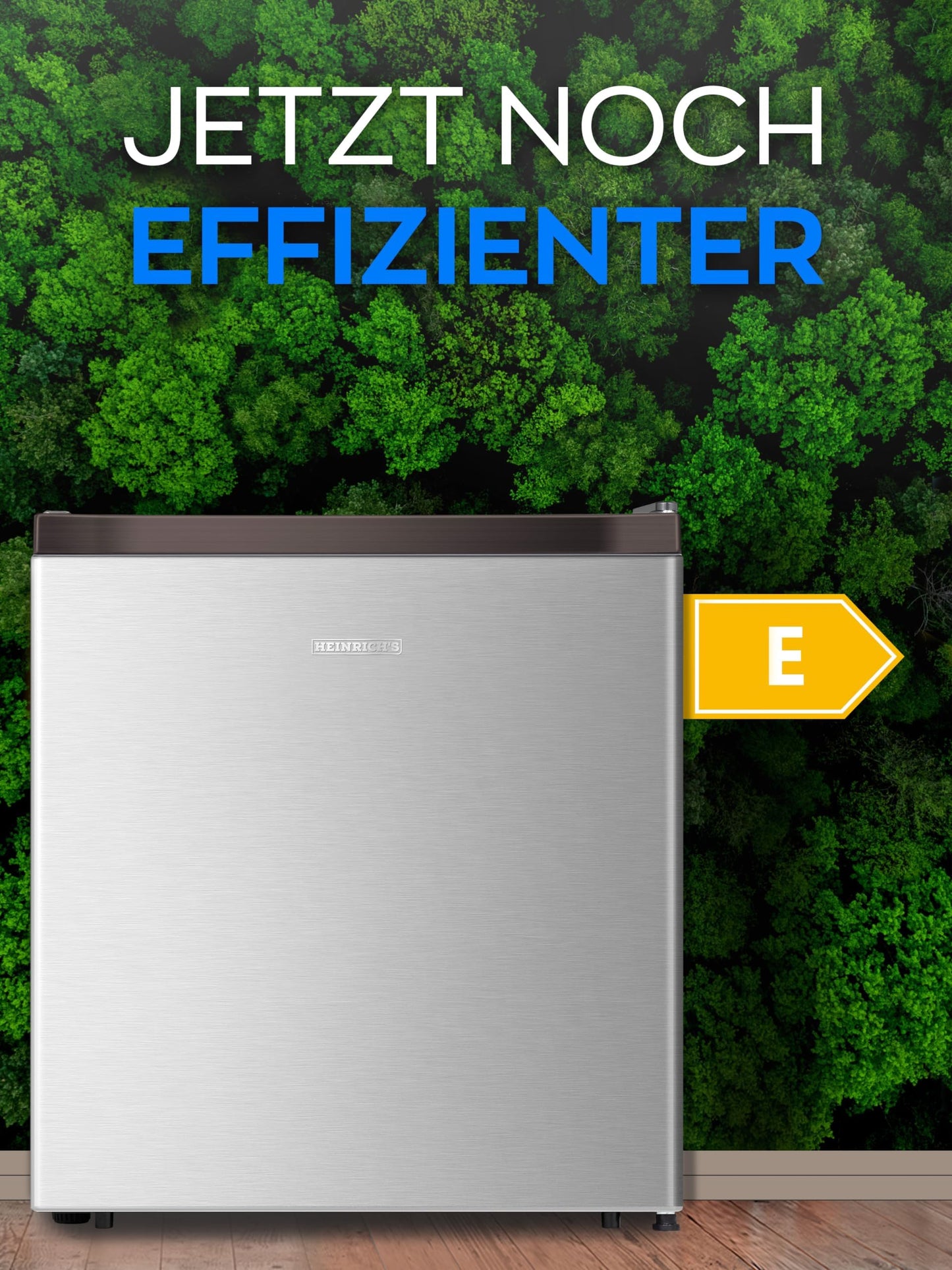HEINRICHS Getränkekühlschrank 45L klein kompakt leise: 39db mit Kühlfach Mini-Bar; Tisch-Kühlschrank; Mini Kühlschrank mit separatem Kühlfach; perfekt geeignet für Büro Camping Garten Outdoor (Silber)