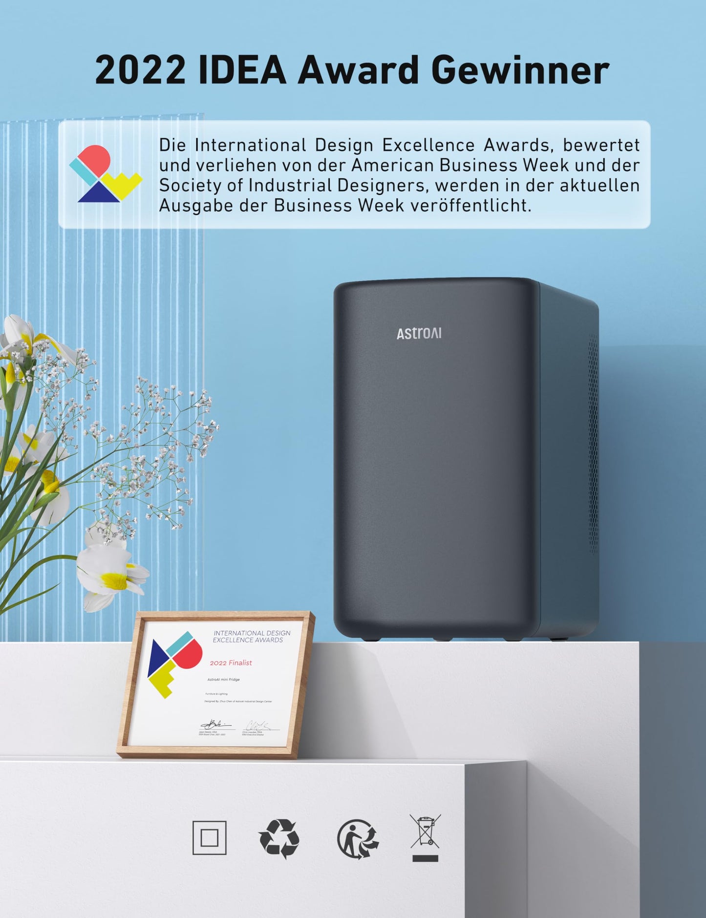 AstroAI 2 in 1 Mini Kühlschrank, 6 Liter Fridge / 8 Dosen mit Kühl- und Heizfunktion, 12V / 220V Steckdose für Autos, Büros und Schlafsäle, Schwarz