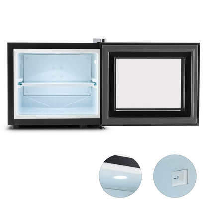 Klarstein Frosty Mini-Kühlschrank - kompakte Minibar mit Thermoelektrischem Kühlsystem, freistehend, 10 Liter Fassungsvermögen, Kühlung: 12-18 °C, schwarz, 33,4 x 30,3 x 31,5 cm (BxHxT)