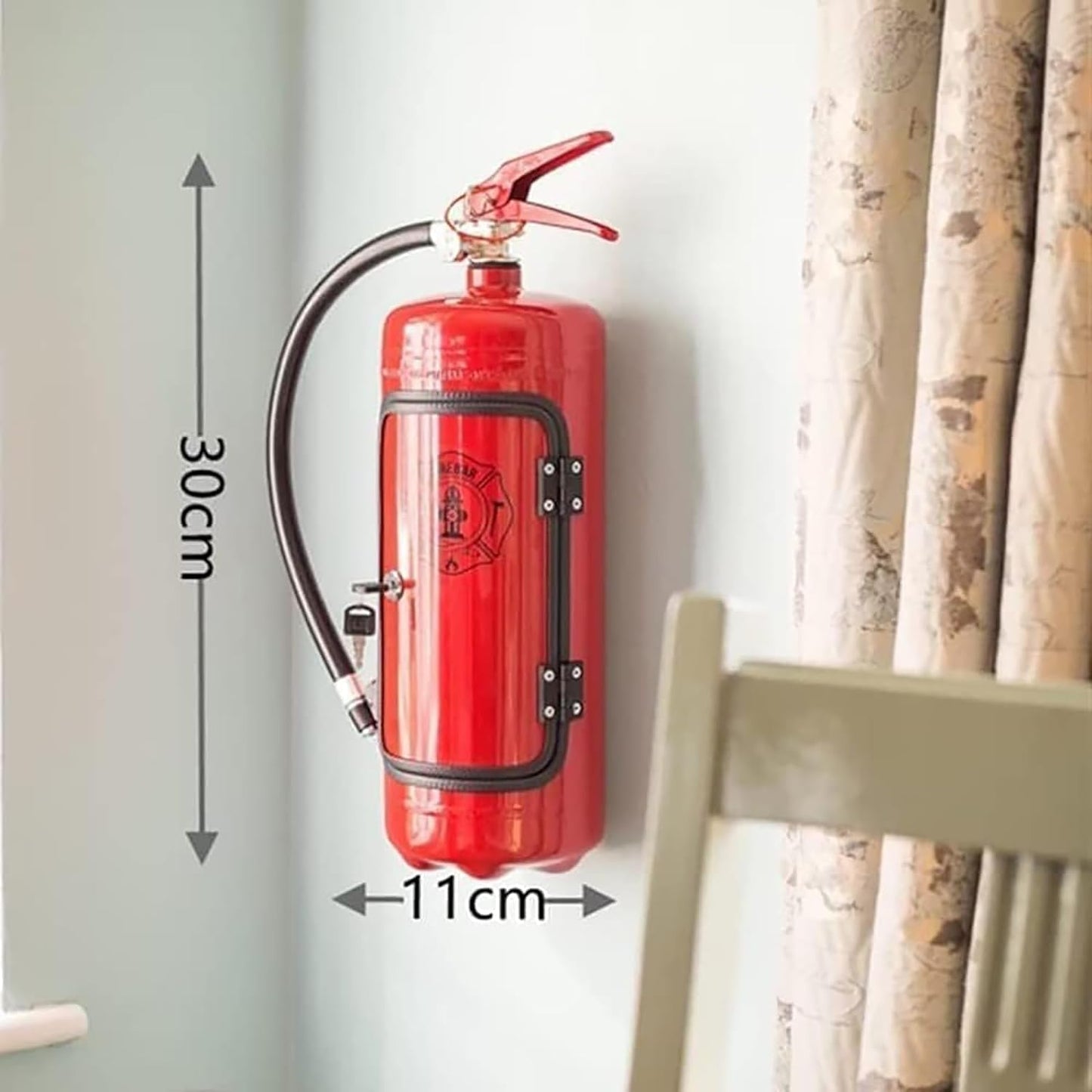 RofHaus Minibar Feuerlöscher – Mobile Bar – Metal, for Whisky-Liebhaber und Feuerwehrleute