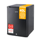 TZS First Austria - Mini Kühlschrank 40L lautlos & abschließbar - Kleiner Minikühlschrank, wechselbarer Türanschlag & Innenbeleuchtung - Minibar für Camping, Büro, Schlafzimmer & Hotel - Mattschwarz