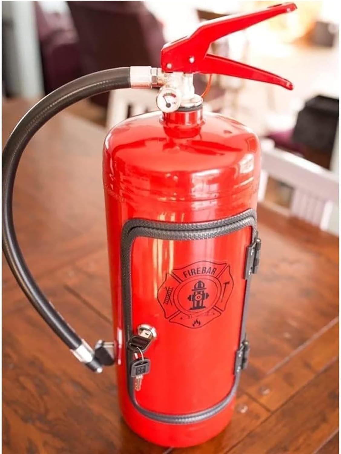 RofHaus Minibar Feuerlöscher – Mobile Bar – Metal, for Whisky-Liebhaber und Feuerwehrleute