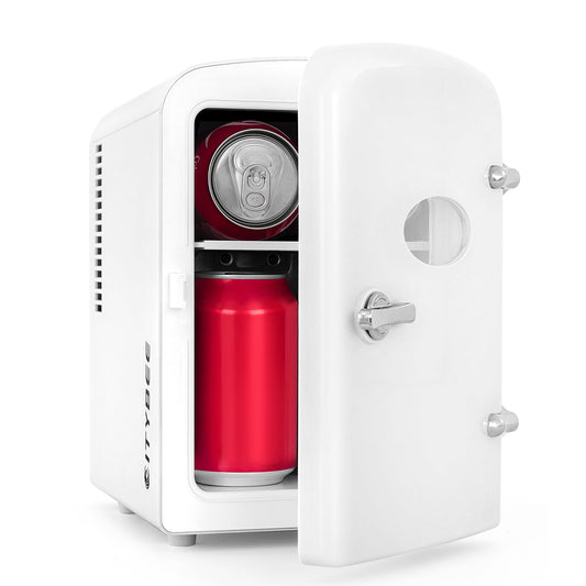 Citybee Mini Kühlschrank Fridge 4L - Kühlschränke klein 12V 230V Läuft Leise Geeignet für Getränke Kosmetik Essen - Minikühlschrank ideal für Auto Zimmer Camping Wohnmobil Büro und Reisen (Weiß)
