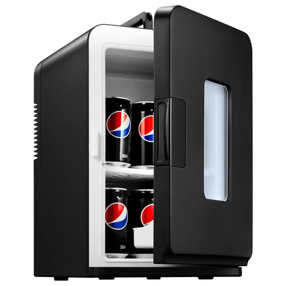NORTHCLAN Mini Kühlschrank für Zimmer 15L, mit 220V AC/12V DC für den Auto- und Heimgebrauch, Tragbarer Kühl- und Heizkühlschrank Perfekt für Getränke, Kosmetik, Snacks, Max & Eco-Modus, Schwarz