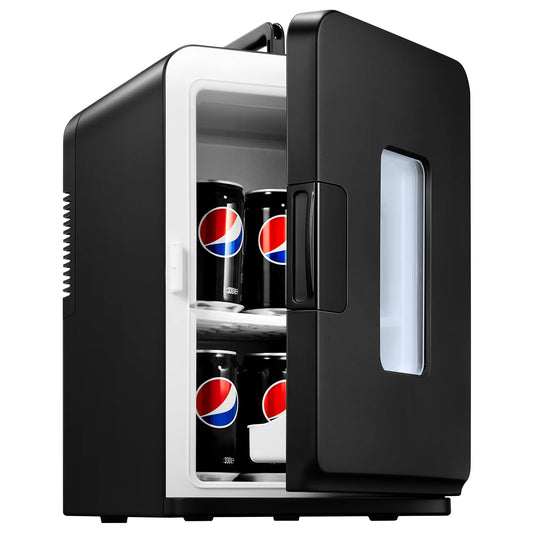 NORTHCLAN Mini Kühlschrank für Zimmer 15L, mit 220V AC/12V DC für den Auto- und Heimgebrauch, Tragbarer Kühl- und Heizkühlschrank Perfekt für Getränke, Kosmetik, Snacks, Max & Eco-Modus, Schwarz