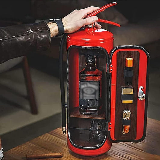 Feuerlöscher-Minibar, Neuheit für Liebenden Feuerwehrmann, Wein Aufbewahrungsboxen, Handgefertigte Metall-Geschenk, Rot
