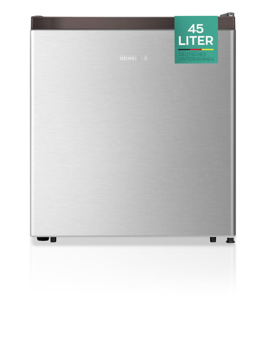 HEINRICHS Getränkekühlschrank 45L klein kompakt leise: 39db mit Kühlfach Mini-Bar; Tisch-Kühlschrank; Mini Kühlschrank mit separatem Kühlfach; perfekt geeignet für Büro Camping Garten Outdoor (Silber)