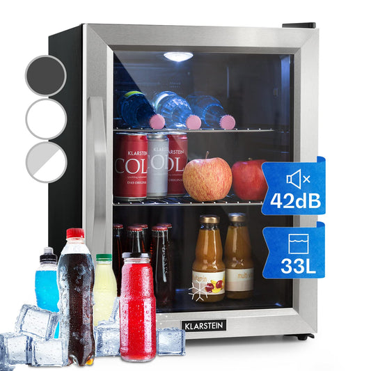 Klarstein Mini Kühlschrank 33 L – Leise, Glastür, Verstellbare Ablagen