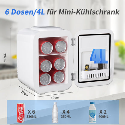 YASHE Mini Kühlschrank, 4 Liter Mini-Kühlschränke für Kosmetik, Getränke, 220V AC/ 12V DC Thermoelektrische Kühlung und Erwärmung, Kleiner Kühlschrank für Schlafzimmer, Büro, Wohnheim, Auto (Weiß)