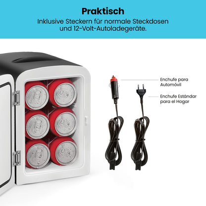 Iceman Schwarzer Tragbarer Mini Kühlschrank, Kühlt und Wärmt, Kleiner Kühlschrank mit 4 Litern, 6 Fächer für Kosmetik, Snacks, Make-up, AC/DC-Strom, Haus/Auto/Schlafzimmer