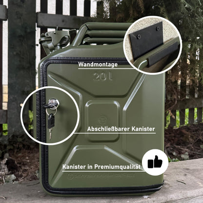 Bombaro 20L Kanister Bar mit Gravur I 3 Gläser GRATIS I Jerrycan I Mobile Kanister Bar Geschenk I Abschließbare Minibar