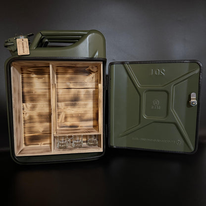 Bombaro 20L Kanister Bar mit Gravur I 3 Gläser GRATIS I Jerrycan I Mobile Kanister Bar Geschenk I Abschließbare Minibar
